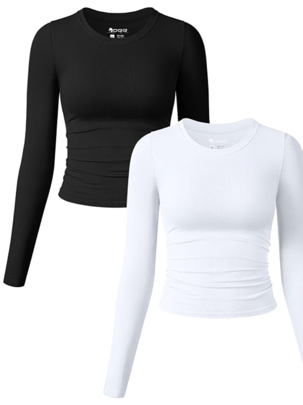 Women's Long Sleeve Crewneck Top Bundle - Black, White and Tan